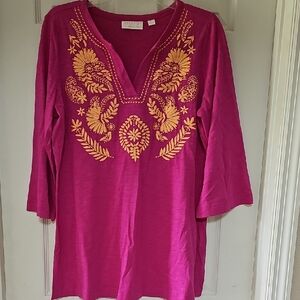 Kim Gravel Bellisima Magenta Tunic with Gold Embroidery
